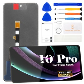 for Tecno Spark 10 Pro Screen Replacement for Tecno KI7 LCD Display Touch Screen Digitizer Assembly with Repair Kits(Black,Without Frame)