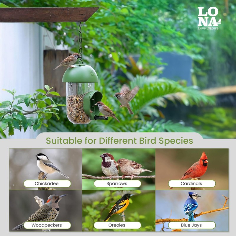 LONA Bird Feeders for Outdoors 2 Pack, Tube Birds Feeder