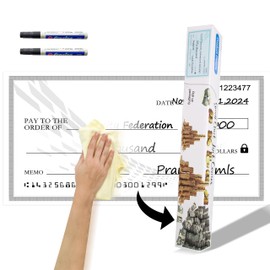Large Check Big Check for Endowment - 30" x 16" Reusable Giant Check Large Oversized Dry Erase Plaque for Presentation, Donations, Fundraisers, Retirement,Charity & Donation Events
