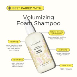 Pacifica Beauty Vanilla Oat Milk Volumizing Conditioner, Haircare, Anti Frizz, Volumizing, Deep Conditioning, Repair and Rejuvenate, For All Hair Types, Clean Hair Care, Vegan, 8 fl oz (1 Count)