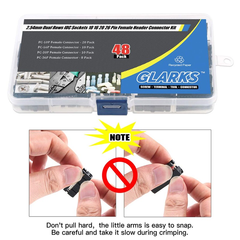 Glarks Professional IDC Crimp Tool with 48Pcs 2.54mm Pitch Dual