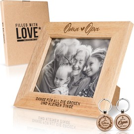 kupi Gift Set Grandma and Grandpa Gifts | Picture Frame with Engraving | Christmas Gifts for Grandparents | Gift Photo Frame + Keyring