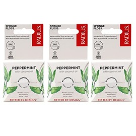 Radius Peppermint Dental Floss 55 Yards Vegan and Non-Toxic Oral Care Boost Total Tooth & Gum Protection Clear - Pack of 3