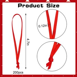 Pack of 200 Lanyard for Christmas Baubles, Christmas Ornament Ribbon, Christmas Bauble Hanger, Red Christmas Tree Lanyard, Christmas Tree Baubles Hanger, Christmas Tree Ribbon for Party Decorations