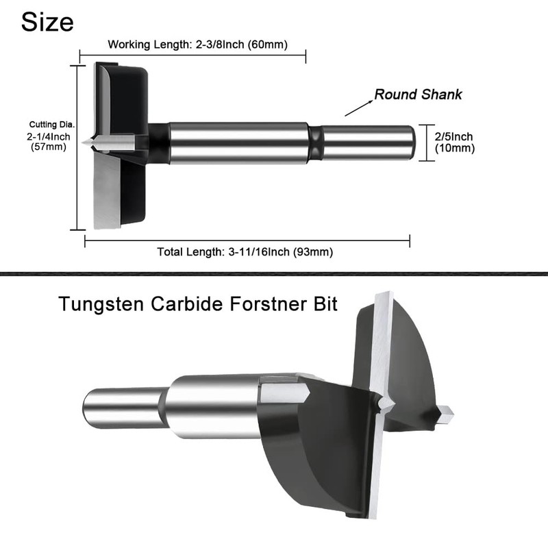 NICAVKIT 2-1/4 Inch Carbide Forstner Drill Bit, Carbide Tipped Forstner