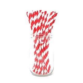 Premium Paper Straws [Pack of 25 Drinking Straws] by Picture Perfect Party (Red Stripes),20cm