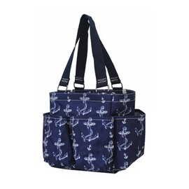 NGIL Small Utility Tote Small Carry on Travel Tote Bags for Women, Women Mini Work Tote Caddy Bag (Vintage Anchor-navy)