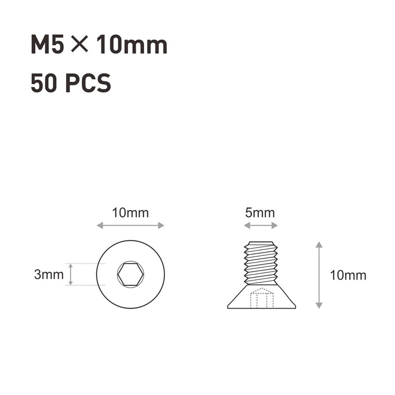 FOMGIIN Countersunk Screws Stainless Steel M5 x 10 mm, Pack