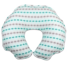 The Peanutshell Extra-Large Nursing Pillow Cover, Grey and Green Geometric