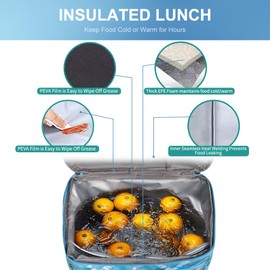 Iknoe Large Cooler Bag Collapsible, Insulated Bags Leakproof Lunch Cooler Tote with Multi-Pockets for Adult, Insulated Lunch Box for Beach, Picnic, Work, Blue White 24-Can (15L)