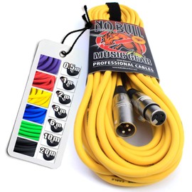 No Bull Nordell Music Gear' Premium XLR Cable (Yellow, 10m): Achieve a Clearer Audio Signal with Balanced Male to Female Microphone Lead, plus Cable Tie