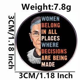 2 PCS RBG Pins Ginsburg Ruth Bader Pins I Dissent Pins Feminism Women Power Pin Badges Kamala Harris Justice Lapel Pins Brooch for Clothing Bags Hats-gold