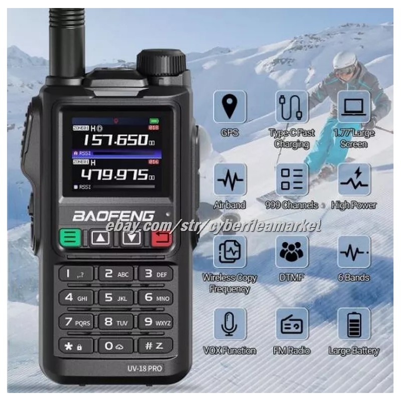 BaoFeng UV18 Pro Max GPS Air Band Walkie Talkie NOAA