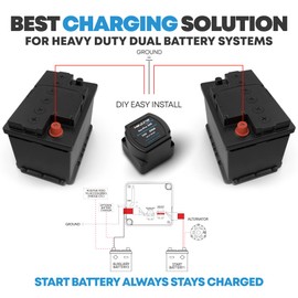 Dual Battery Isolator Heavy Duty 300 AMP 1000 AMP Peak Voltage Sensitive Relay VSR for 12 Volt Systems - Works with All Battery Types Including Lithium and LiFePO4