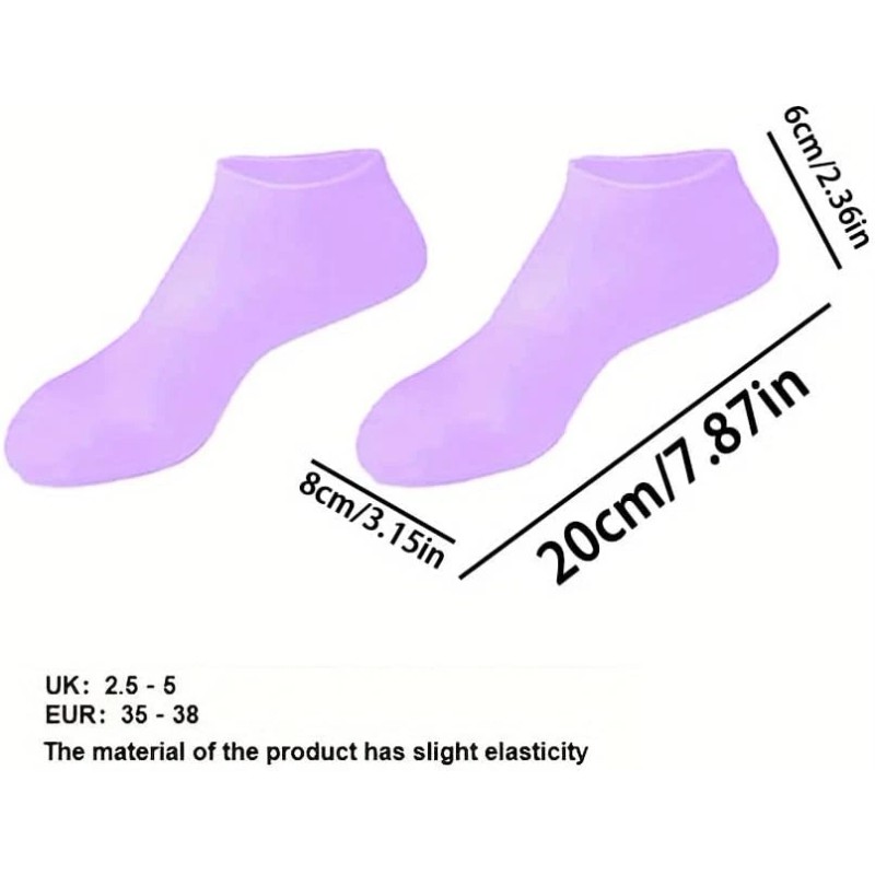 2 Pair Full Length Silicone Gel Moisturizing Socks Foot Care