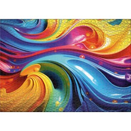 Ulmer Puzzleschmiede - 1000 Piece Puzzle Rainbow Water - Strong Play of Colours Made of Interflowing Colour Waves in Rainbow Style - Unusual Puzzle Experience Made in Germany