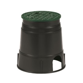 Rain Bird CPVB6RND Professional Series 6" Round Sprinkler Valve Box, Black with Green Lid, 9.5" High