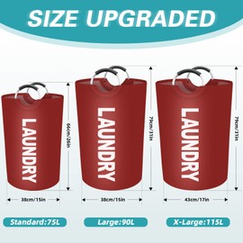 StorageRight 115L Large Laundry Basket, Laundry Hamper, Dirty Clothes Hamper for Laundry, Collapsible, Waterproof Laundry Baskets with Foam Protected Aluminum Handles for Laundry, Dorm, Family (Red)