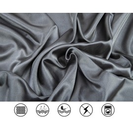 Lanest Housing Silk Satin Sheets, Twin XL Size Satin Bed Sheet Set with Deep Pockets, Cooling Soft and Hypoallergenic Satin Sheets Twin XL - Grey