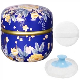 WEMEGA Body Powder Case with Powder Puff Powder Container Tea Box for Baby and Women Powder Puff and Powder Case for Travel (Brilliant Flowers)
