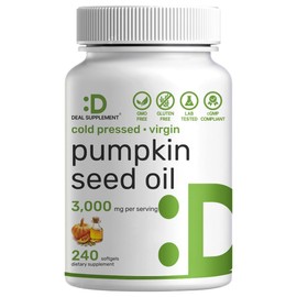 Pumpkin Seed Oil 3,000mg with Saw Palmetto, 240 Softgels – Cold Pressed Extract with Virgin Oil – Supports Prostate Health & Normal Urinary Frequency – DHT Blocker for Hair Growth – Non-GMO