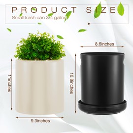 Jingmore Dog Poop Trash Can Outside 13 L/ 3. 4 Gal Dog Waste Trash Can with Lid, Plant-styled, Double-layer Design, Outdoor Garbage Container for Front Porch Backyard Office Patio(White)