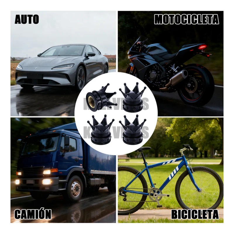 8pzs Tapones Llantas Válvula Corona Para Auto Moto Bici