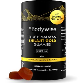 Be Bodywise Pure Himalayan Shilajit Gummies Gold I Lab Tested I No Added Sugar I Ashwagandha, Gokshura| Fulvic Acid & 85+ Trace Minerals I for Men, Women I Non-GMO I 100% Natural & Organic I 60 Gummy