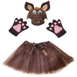 Petitebelle Horse Costume Hard Hat Gloves Brown Tutu 3 Pieces Girls Costume 1-8 Years (5-8 Years)