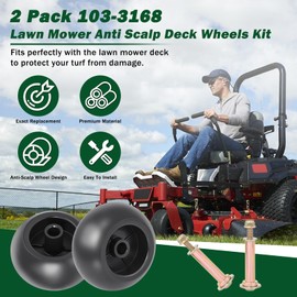 CheeMuii 2 Pack Lawn Mower Deck Wheel Kit Heavy-duty Mower Anti Scalp Deck Wheels Replace for Bad Boy 022-5234-98 Replace for Exmark 103-4051 103-7263 Etc