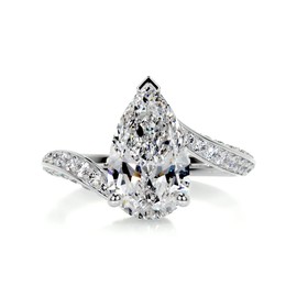 Ayafee 2CT Pear Shaped Engagement Rings for Women S925 Sterling Silver Pear Cut Moissanite Rings for Her - Size 8