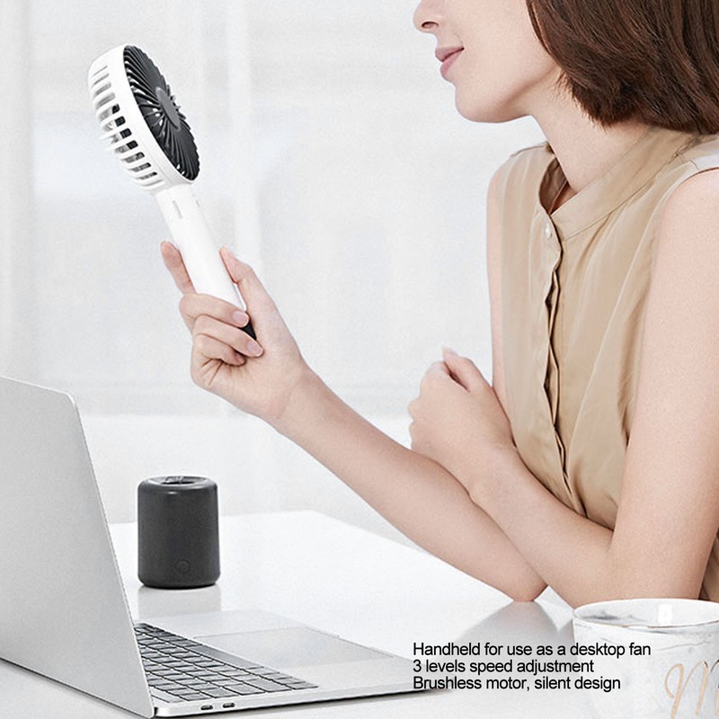 Portable Handheld Fan 3 Levels Automatic Shaking Head USB Rechargeable