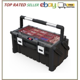 Keter 22" Heavy Duty Cantilever Removable Bins Metal Latch Tool Box Storage Organizer