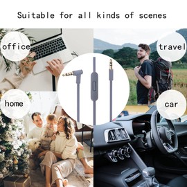 Solo Headphone 3.5mm Male to 3.5mm Male Audio Cable Cord line with Upgraded Microphone Compatible with Beats by Dre Headphone Solo/Studio/Pro/Detox/Mixr/Executive/Pill HD Sound Quality (Grey)