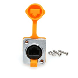 SZRMCC RJ45 Panel Mount Connector Cat5e RJ45 Ethernet Female LAN Module Bulkhead Panel Mount Coupler IP65 Waterproof Connector Socket with DustCap
