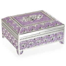 Hipiwe Joyero de metal vintage, caja de almacenamiento de baratijas, caja de almacenamiento rectangular, caja del tesoro, aretes, collar, pulsera, org