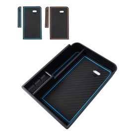 Autorder - Organizador de consola central para Nissan Sentra 2020 2021 2022 2023 2024 2025 accesorios caja de almacenamiento secundaria con 2 alfombrillas de color