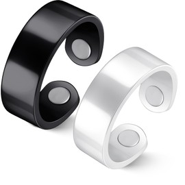 Jeracol 2Pcs Magnetic Rings for Men& Women,99% Solid Pure Copper Ring with Ultra Strength Magnets in Gift Box