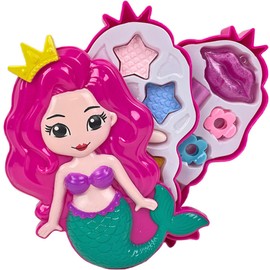 Mermaid Cosmetics Juego de cosméticos para niñas pequeñas, kit de belleza para niños con maquillaje lavable real y estuche de transporte compacto