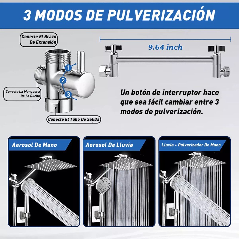 Stanew Regadera de ducha Stanew Aqua 1031-2 cuadrada color plateado