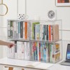 BOHOIDEE 2PACKS Clear Book Storage Organizer for Bookshelf, Plastic Stackable