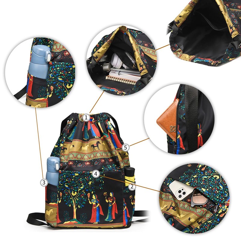 DRYFAL Drawstring Foldable Large Capacity Dry-wet Separation Travel Sports Backpack,