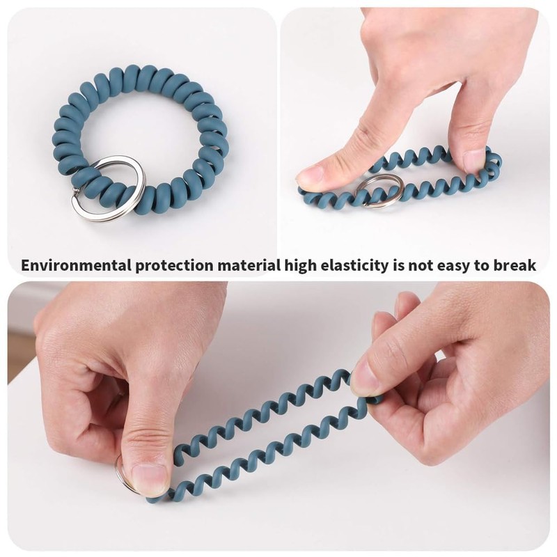 Vokenforu 10 PCS Pink Wrist Keychain, Plastic Spiral Wrist Coil,