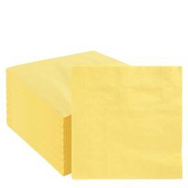 50 Pieces 3-ply Yellow Napkins Disposable Folded 5 x 5 Inches Cocktail Napkins Paper Napkins for Dinner Wedding Birthday Party Dessert Napkins