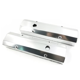 ND Fabricated Aluminum Tall Valve Cover for Small Block Chevy SBC 350 400 265 283, Silver, DM-6241-SL