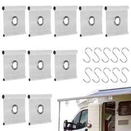 Pack of 10 Piping Strips Hooks, Piping Guide Hooks, Piping Hook for Piping Tape, Awning Piping, Caravan Accessories, Piping Rail, 3 m Awning Eyelet (White)