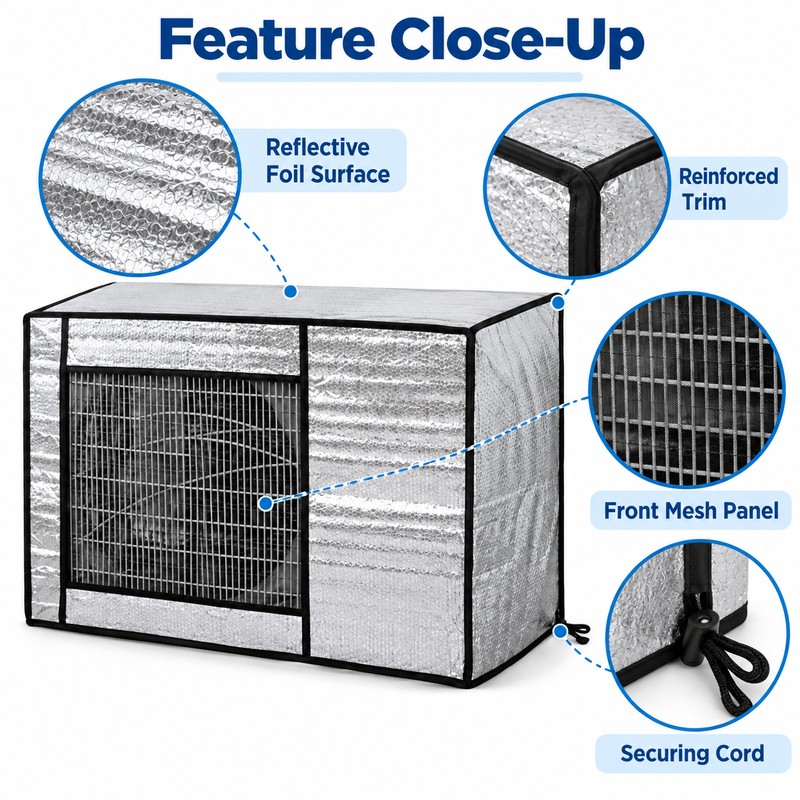Outdoor Air Conditioner Cover with UV Protection, Water-Resistant Foil-Style Fabric,