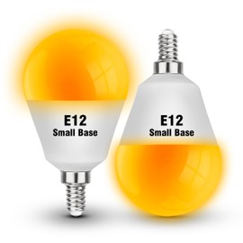 E12 Small Candelabra Base Amber Sleep Light Bulbs, 1800K Blue Light Blocking, G45 Warm Night Light Bulbs 25W-40W Equivalent, 3W 300LM E12 Amber Bulb for Healthy Sleep, Bedroom, Non-Dimmable, 2 pack