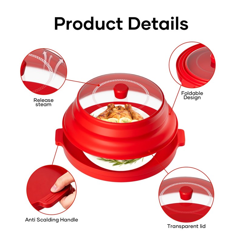 2 in 1 Microwave Splatter Cover for Food with Anti-scald