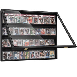 Kacorn XL Graded Sports Card Display Case 40 Baseball Cards Display Case Wooden Wall Cabinet for Basketball Football Hockey Trading Cards Display Collectibles Souvenirs Horizontal